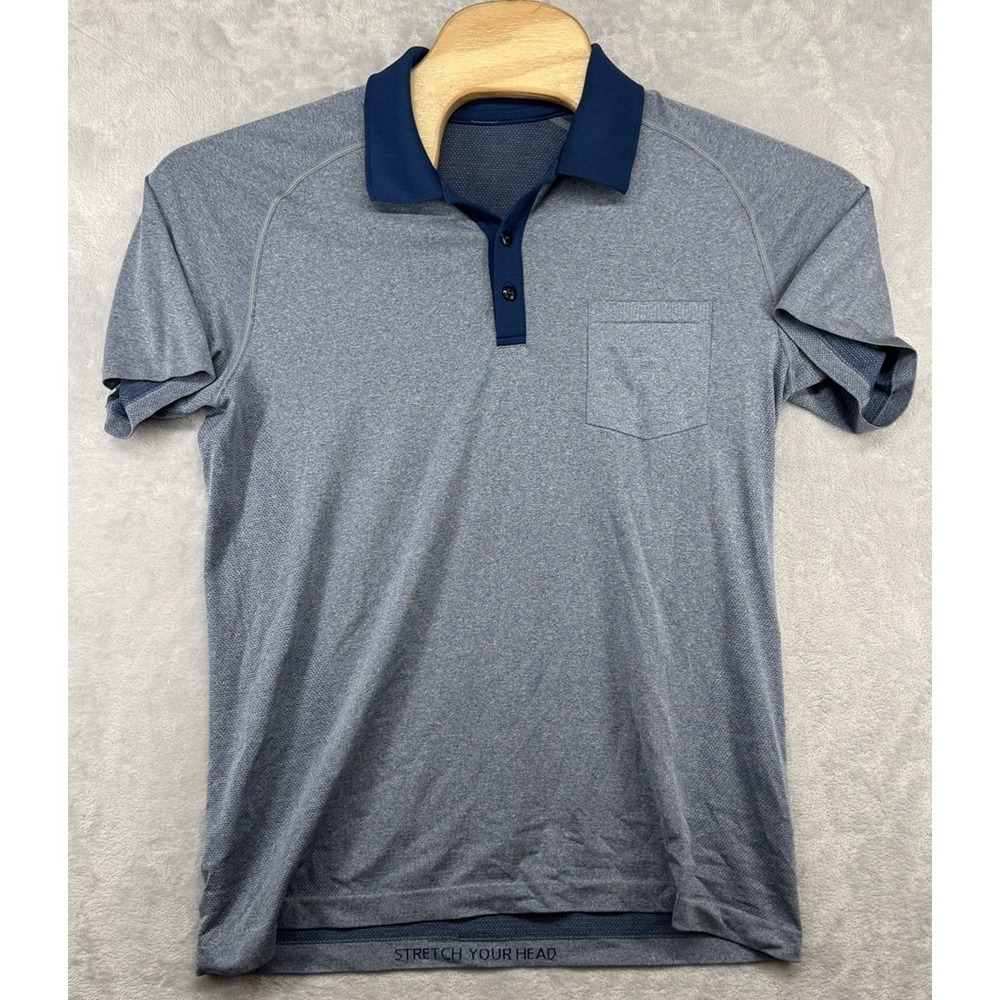 Lululemon Metal Vent Tech Polo Shirt Blue Short Sleeve Golf Men's Size L